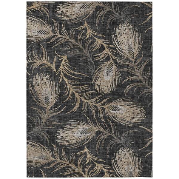 Chantille Machine Washable Indoor/Outdoor Abstract ACN3147 Black 5 ft. x 7 ft. 6 in. Area Rug