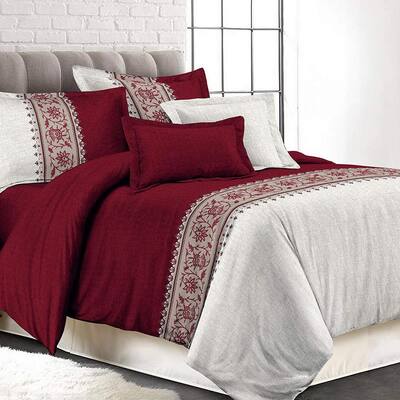 3 Pieces Red Ultra Soft 100% Microfiber Polyester King Comforter Sets with 2 Pillow Shams