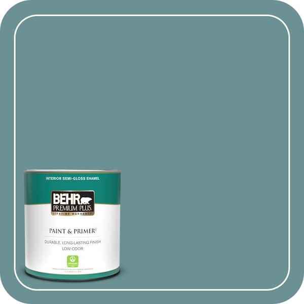 BEHR PREMIUM PLUS 1 qt. #T15-16 Blue Clay Semi-Gloss Enamel Low Odor Interior Paint & Primer