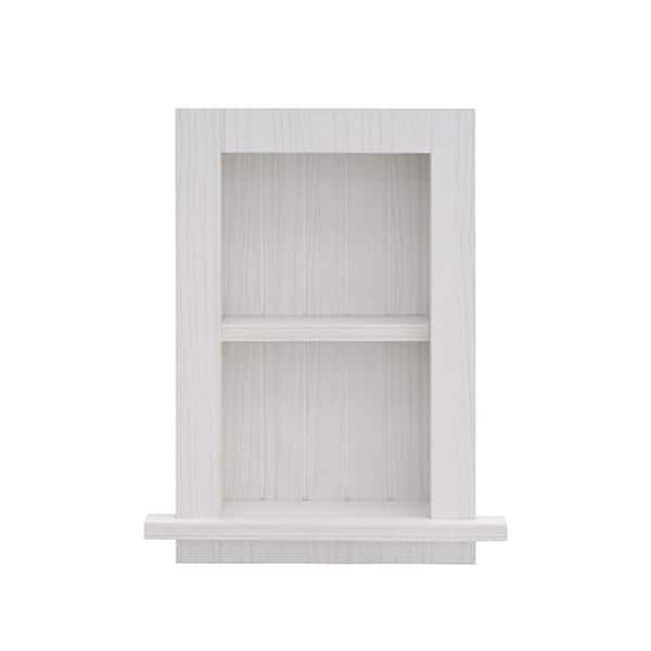 14.37 in. W x 4.8 in. D x 18.27 in. H Wood Recessed Decorative Bathroom Storage Wall Cabinet in White
