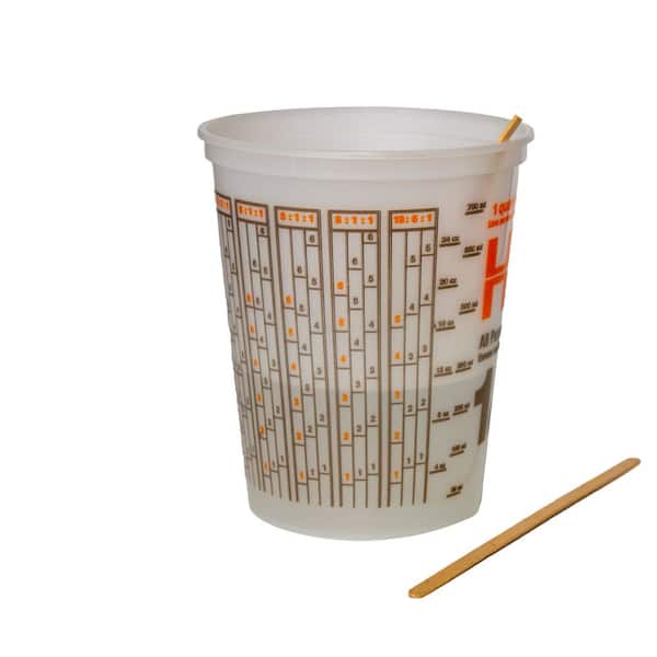  Paint Mixing Cups 32 oz. (1 quart) - Calibrated Mixing Ratios on Side of Cup 5 PC