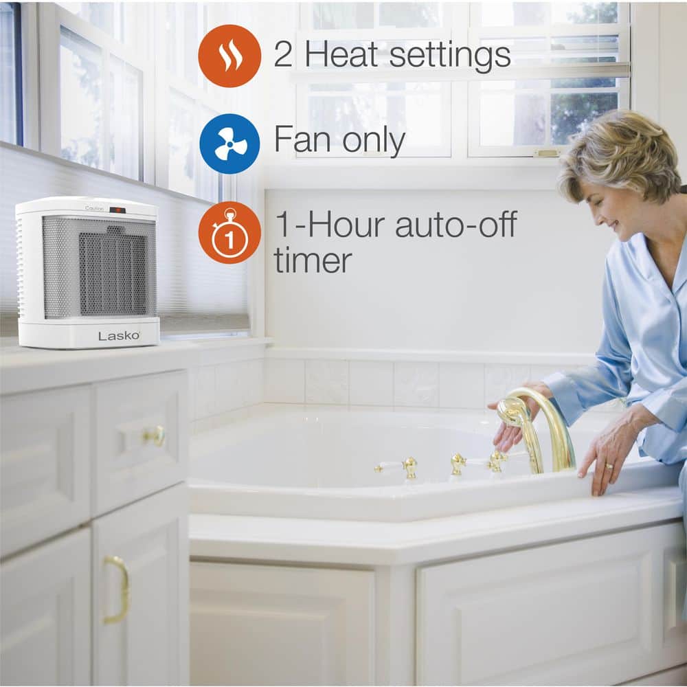 1500-Watt 7.65 in. Electric Bathroom Ceramic Space Heater with Fan and ...