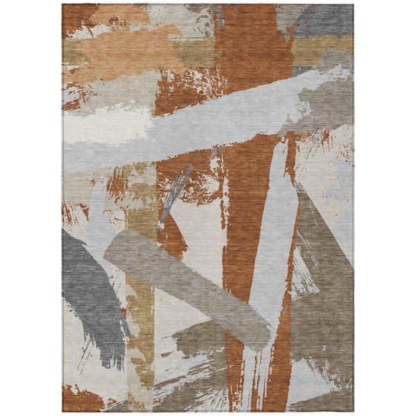 Chantille Machine Washable Indoor/Outdoor Abstract ACN3092 Paprika 10 ft. x 14 ft. Area Rug