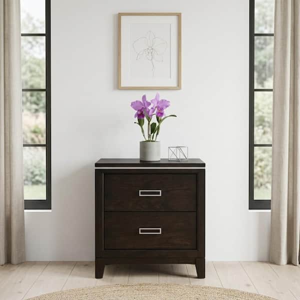 Samuel Cherry Brown 2-Drawers 26 in. W Nightstand
