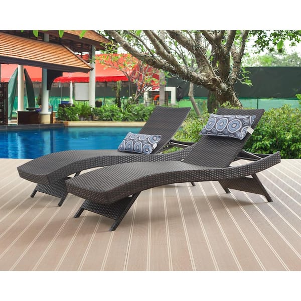 EDYO LIVING Brown All Weather Adjustable Resin Outdoor Patio Chaise Lounger Set of 2 BLO 2515 The Home Depot