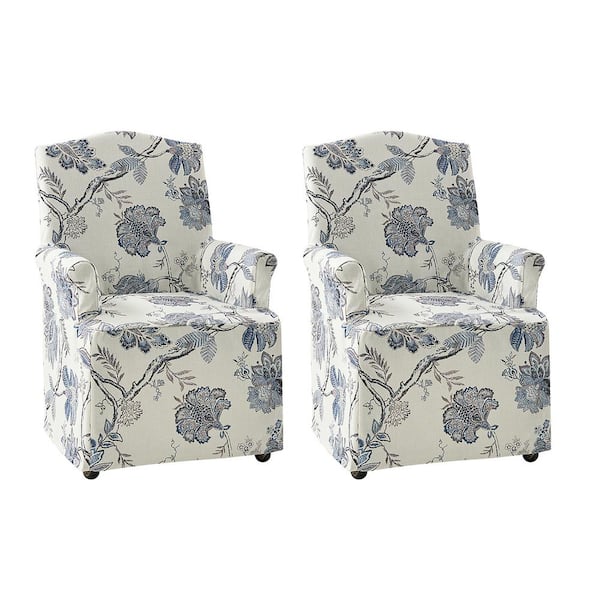 JAYDEN CREATION Adelina Jacobean Traditional Roll Arm Dining Chair with Hooded Caster Wheels Set of 2
