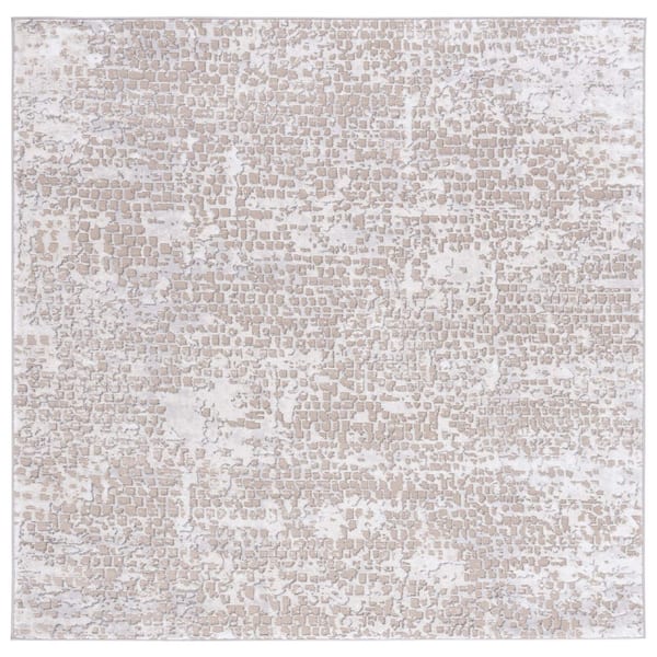 SAFAVIEH Amelia Beige 7 ft. x 7 ft. Abstract Gradient High-Low Distressed Square Area Rug