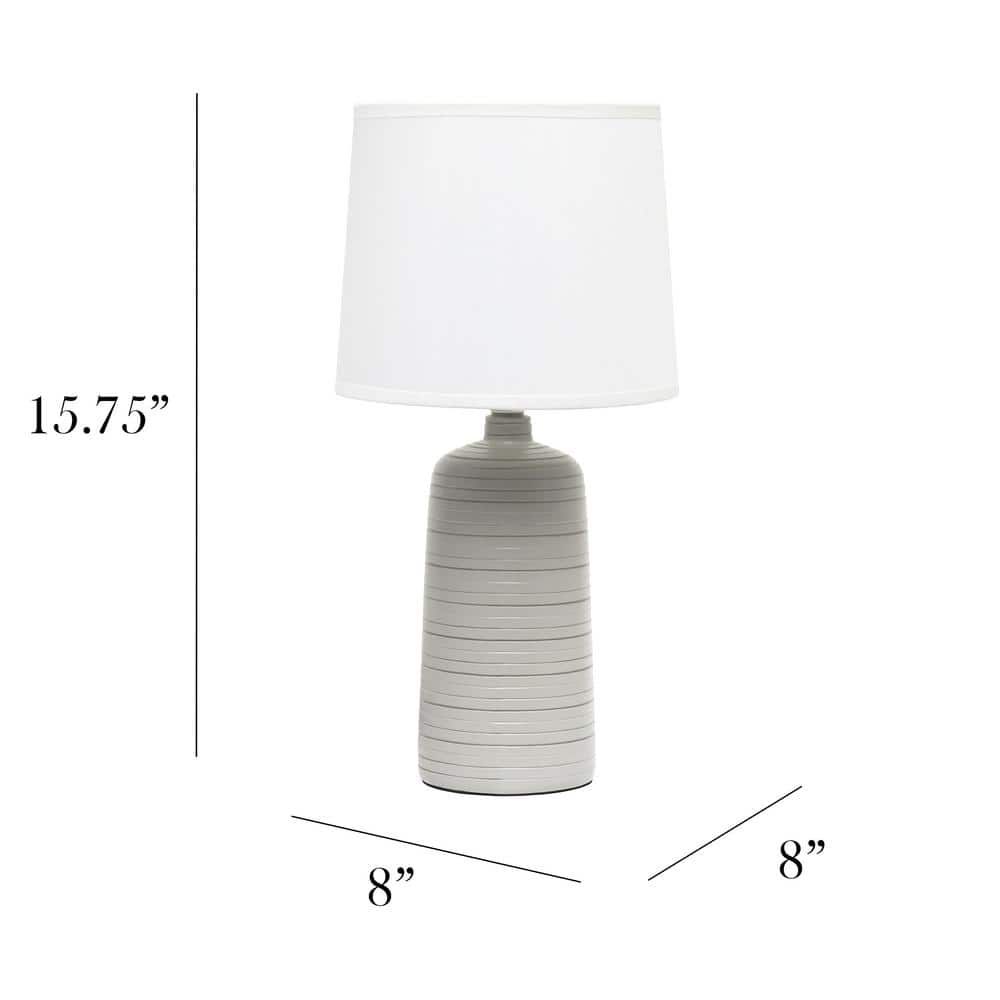 Edison Taupe Textured Ceramic Nightstand Lamp with Empire Shade