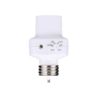 2-5-8 Hour Photocell Control Light Socket Timer, White