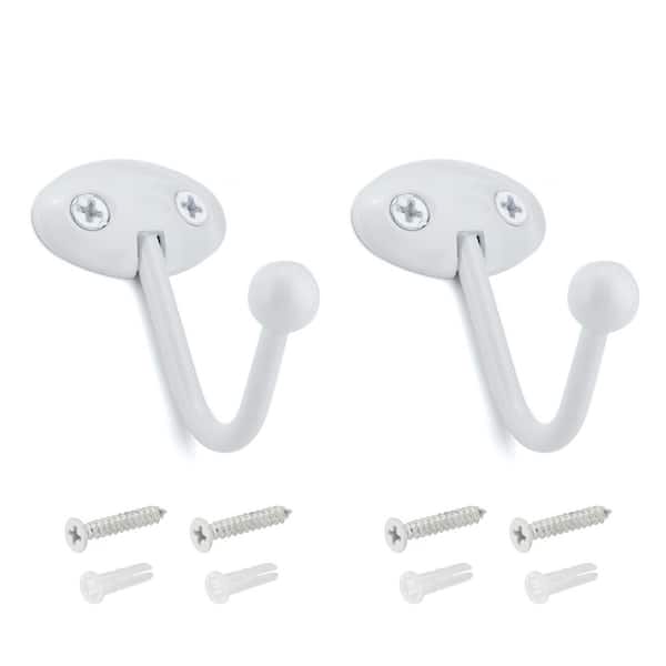 2-1/2 in. (63 mm) White Utility Wall Mount Hook (2-Pack)