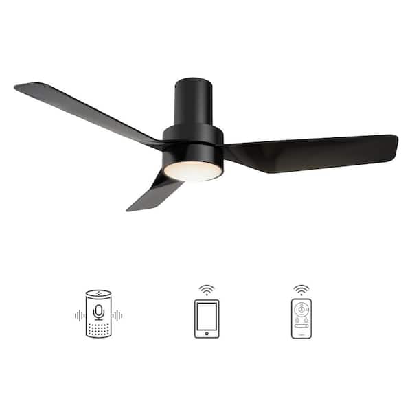 CARRO Barnet 44 in. Integrated LED Indoor Black Smart Ceiling Fan with Light and Remote, Works with Alexa and Google Home