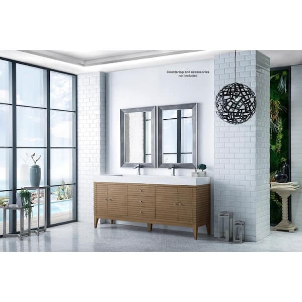 James Martin Vanities Linear 72.50 in. W x 18.8 in. D x 30.3 in. H Double Bath Vanity Cabinet Without Top in Whitewashed Walnut