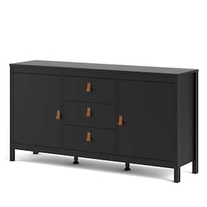Madrid Black Matte Sideboard with 2-Doors and 3-Drawers