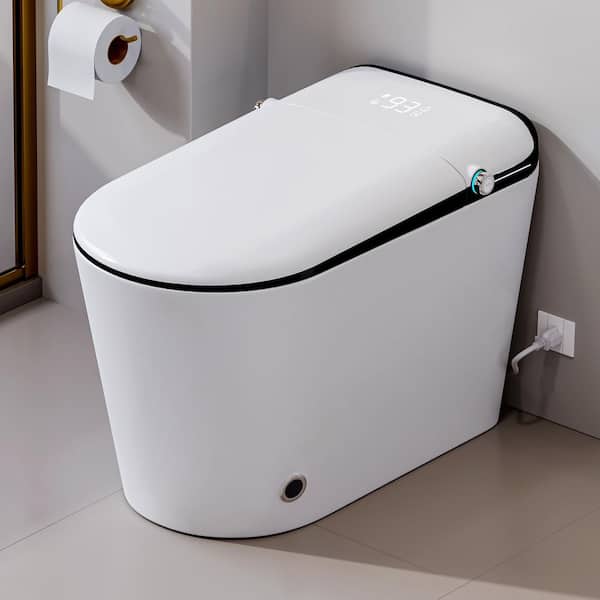 1-Piece Elongated Bidet Toilet Auto Single Flush 1.28 GPF in White with Bidet/Rear Wash, Heated Seat and Remote Control