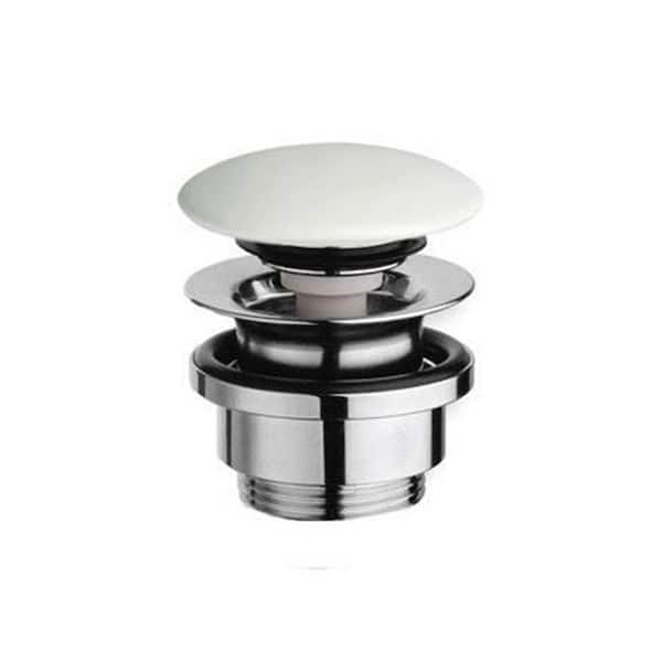 WS Bath Collections 1-1/4 in. Universal Bathroom Push Waste Drain, Glossy White