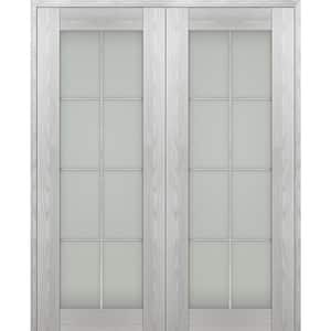 Vona 48"x 96" Both Active 8-Lite Frosted Glass Ribeira Ash Wood Composite Double Prehung French Door