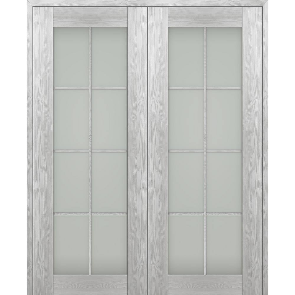 "Vona 72""x 80"" Both Active 8-Lite Frosted Glass Ribeira Ash Wood Composite Double Prehung French Door" price history on PriceWatchPro