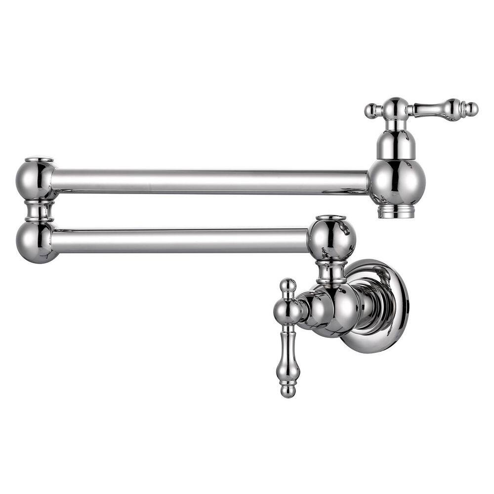 Wall Mounted Pot Filler with 2-Handles Double Joint Swing Arm in Polished Nickel price history on PriceWatchPro