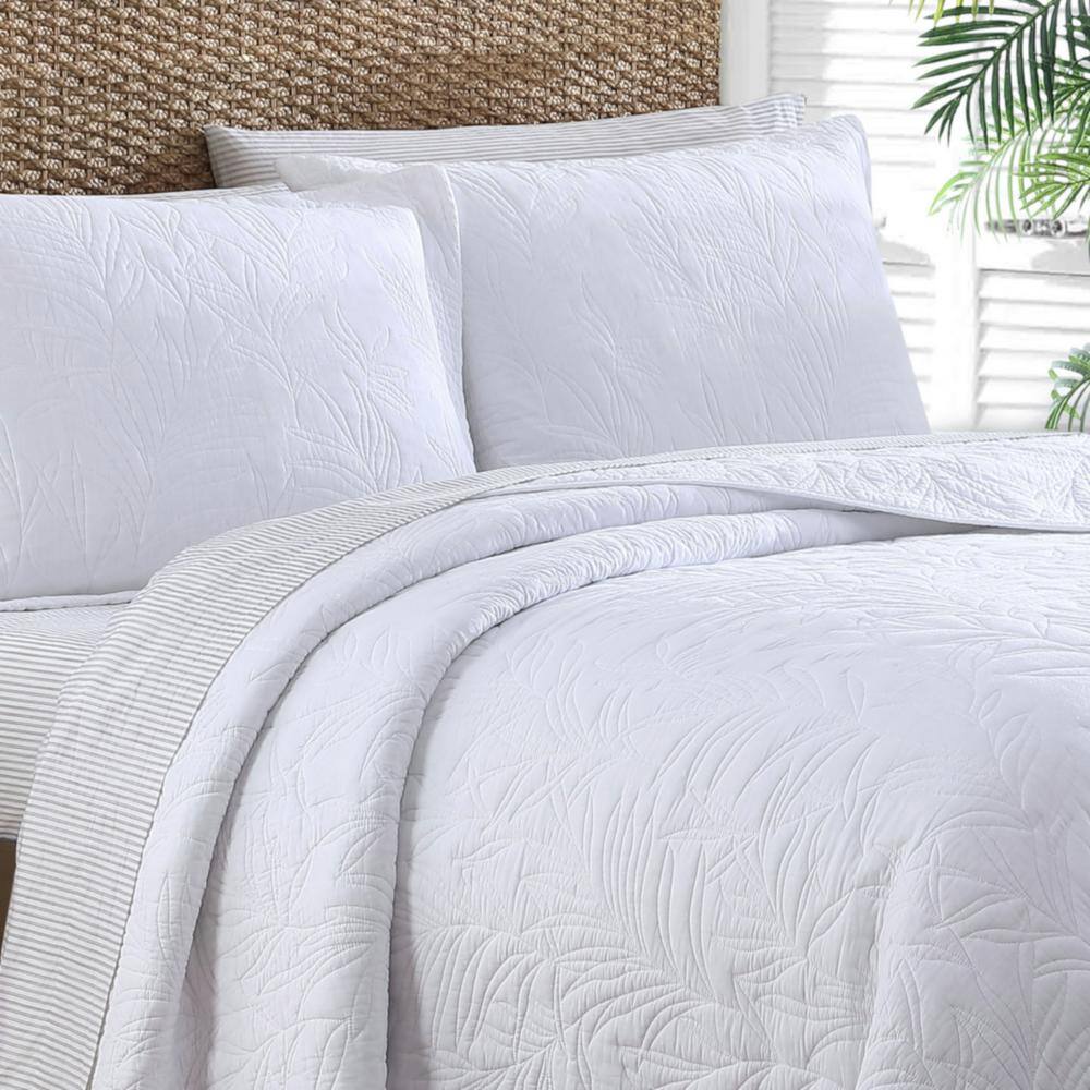White Cotton Twin Reversible Quilt Set