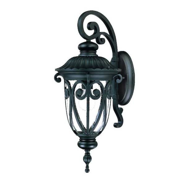 HomeRoots 22.75 in. Black Outdoor Hardwired Sconce with No Bulbs Included