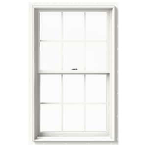 29.375 in. x 48 in. W-2500 Series White Painted Clad Wood Double Hung Window w/ Natural Interior and Screen