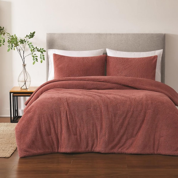 Brooklyn Loom Oversized Marshmallow Sherpa Polyester Dusty Rose 3 Piece Queen Comforter Set
