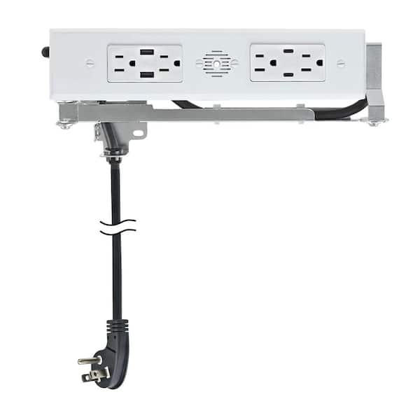White 15 Amp Blade Duo In-Drawer Outlet with (2) 30-Watt USB-C, (2) USB-A and (4) AC Ports