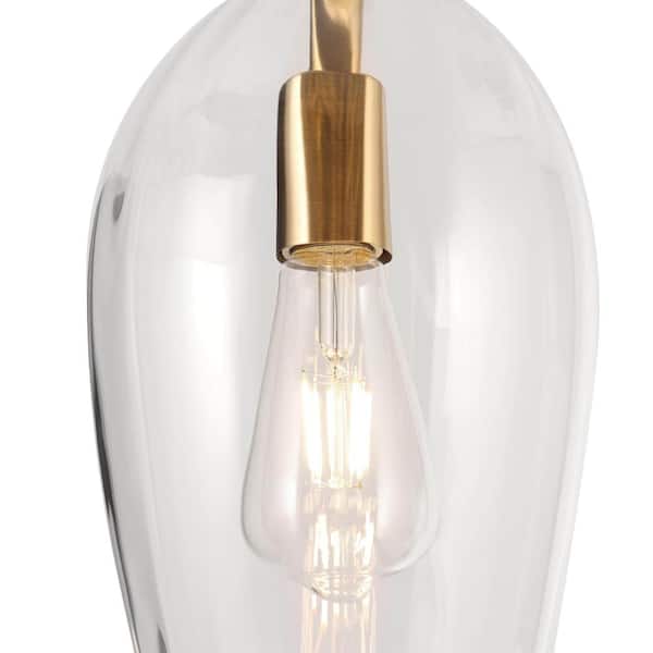 JEENKAE Modern Brass Glass Kitchen Pendant Lighting Rod-Hung Gold Pendant  Light, 1-Light-1