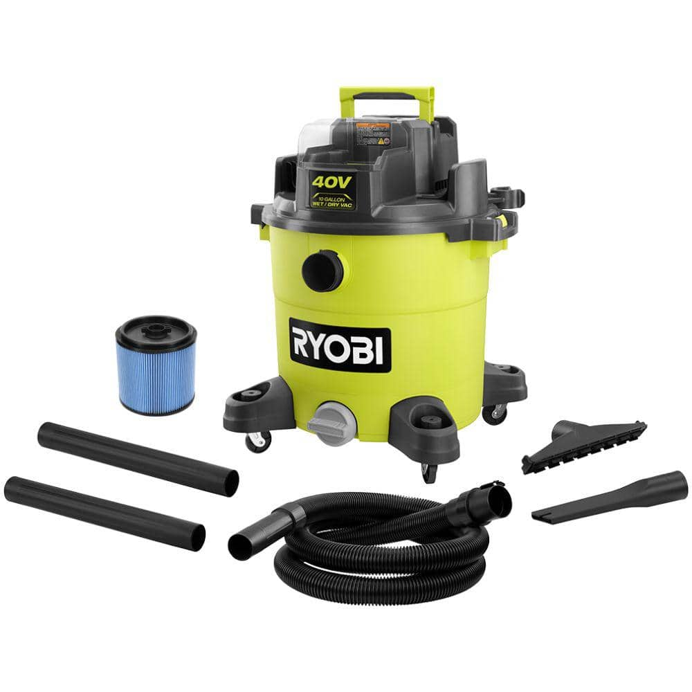 40V 10 Gal. Cordless Wet/Dry Vacuum (Tool Only) with HEPA Replacement Filter -  RYOBI, RY40WD01B32RF07