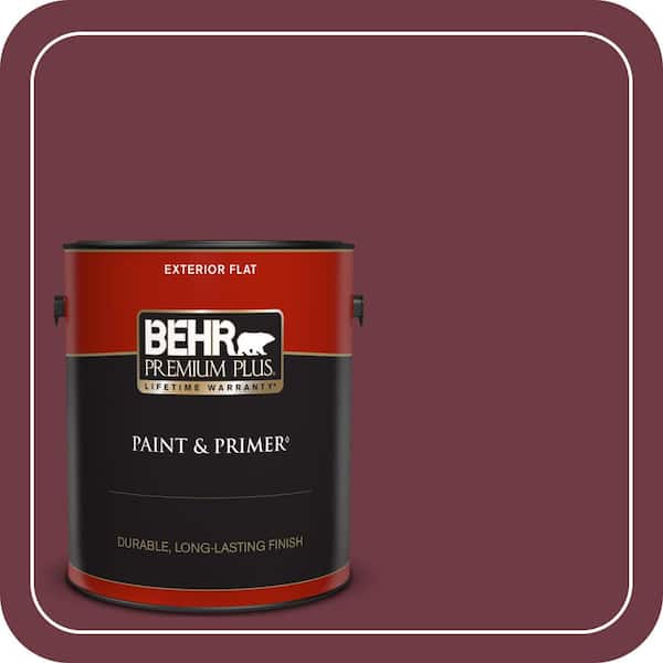 BEHR PREMIUM PLUS 1 gal. #BXC-90 Wild Cranberry Flat Exterior Paint & Primer