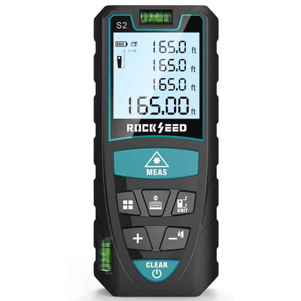 165 ft. Digital Laser Distance Meter with 2 Bubble Levels, Portable Laser Rangefinder M/in/Ft Unit Switching Backlit LCD