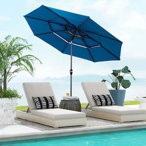 10 ft. Aluminium Market Tilt Patio Umbrella with Hand Crank Tilt in Dark Blue