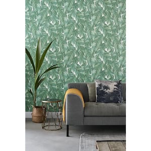 Dumott Green Tropical Leaves Paper Strippable Wallpaper (Covers 56.4 sq. ft.)