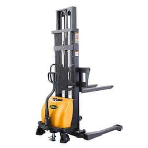 98 in. Lifting 2200 lbs. Capacity Semi Electric Straddle Stacker with Adjustable Legs and Forks