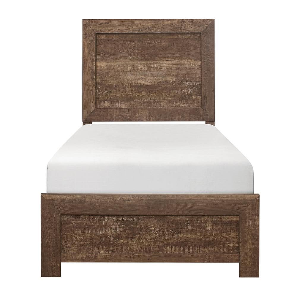 Quinby Rustic Brown Wood Frame Twin Panel Bed