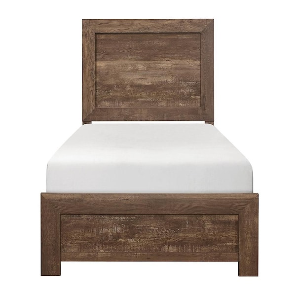 Quinby Rustic Brown Wood Frame Twin Panel Bed