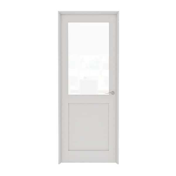 ARK DESIGN 36 in. x 80 in. 1/2-Lite Clear Glass Left Handed White Solid Core MDF Single Interior Door Kit with Quick Assemble Jamb