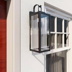 1-Light Black Exterior Waterproof Wall Lantern Outdoor Sconce with Clear Glass Shade E26 Base (4-Pack)