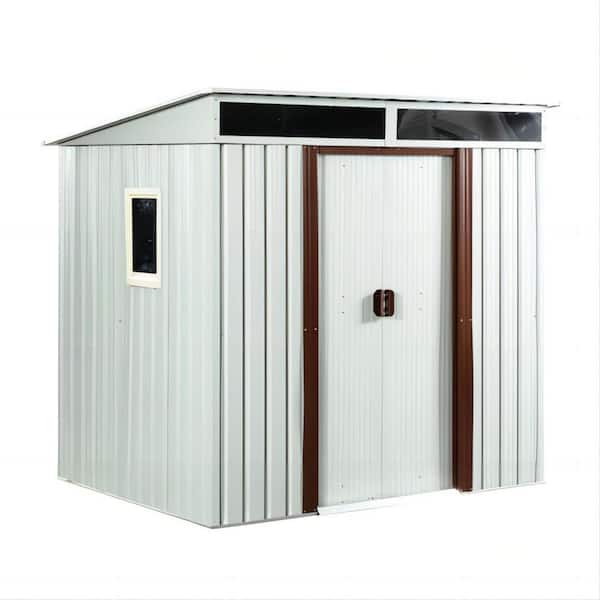 Clihome 6 ft. x 5 ft. Outdoor Grey Metal Storage Shed with Metal Floor Base and Window (30 sq. ft.)