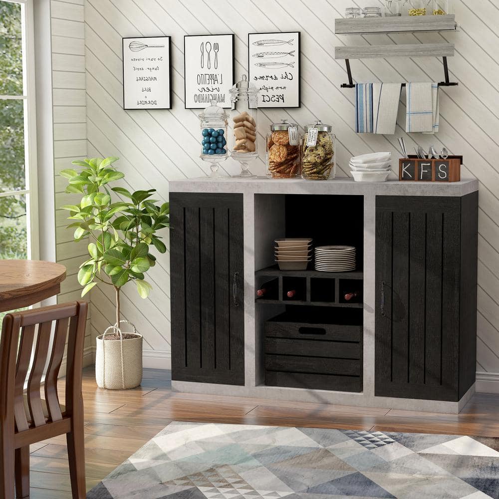 Furniture of America Proserpina Black Buffet with Multi-Storage