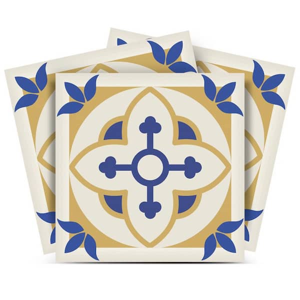 MI ALMA Gold, Blue, Yellow and White SB55 4 in. x 4 in. Vinyl Peel and Stick Tile (24 Tiles, 2.67 sq. ft./Pack)