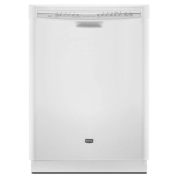 Maytag JetClean Plus Front Control Dishwasher in White with Stainless Steel Tub and Steam Cleaning-DISCONTINUED
