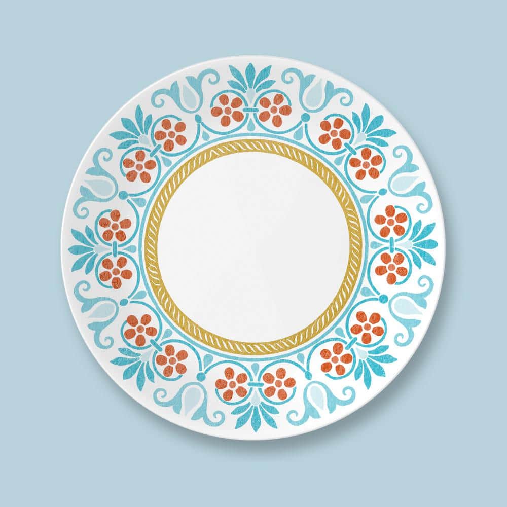 Terracotta Dreams Multicolor Floral Glass Dinnerware Set, Service for 4
