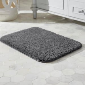 Eloquence Charcoal 17 in. x 24 in. Nylon Machine Washable Bath Mat