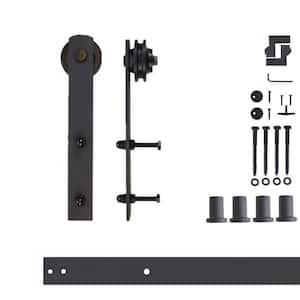 5 ft./60 in. Black Rustic Non-Bypass Sliding Barn Door Hardware Kit Straight Design Roller for Single Door
