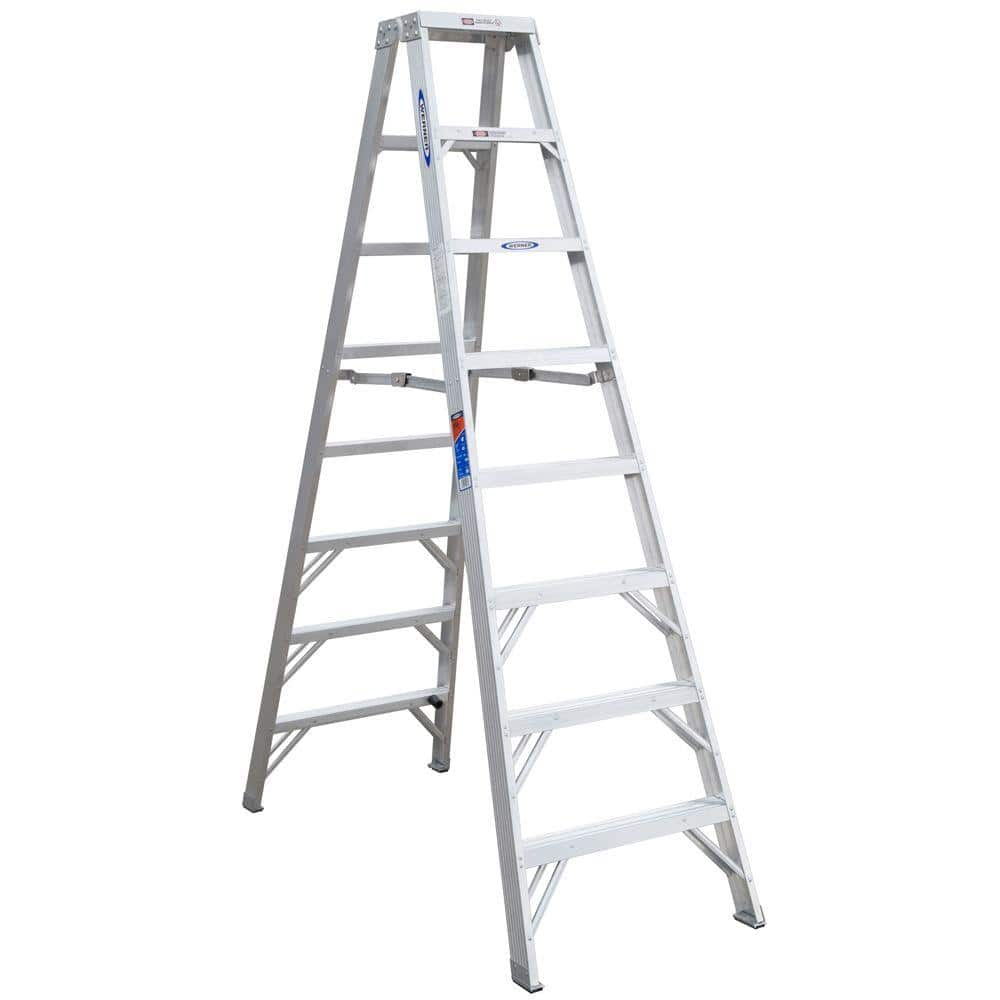 Werner 8 ft. Aluminum Twin Step Ladder with 300 lb. Load Capacity Type IA Duty Rating -  T378