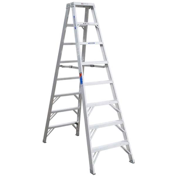 Werner 8 ft. Aluminum Twin Step Ladder with 300 lb. Load Capacity Type IA Duty Rating