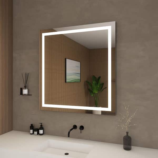 Carlton 34 in. W x 36 in. H Rectangular Frameless Anti-Fog LED Dimmable Wall Bathroom Vanity Mirror