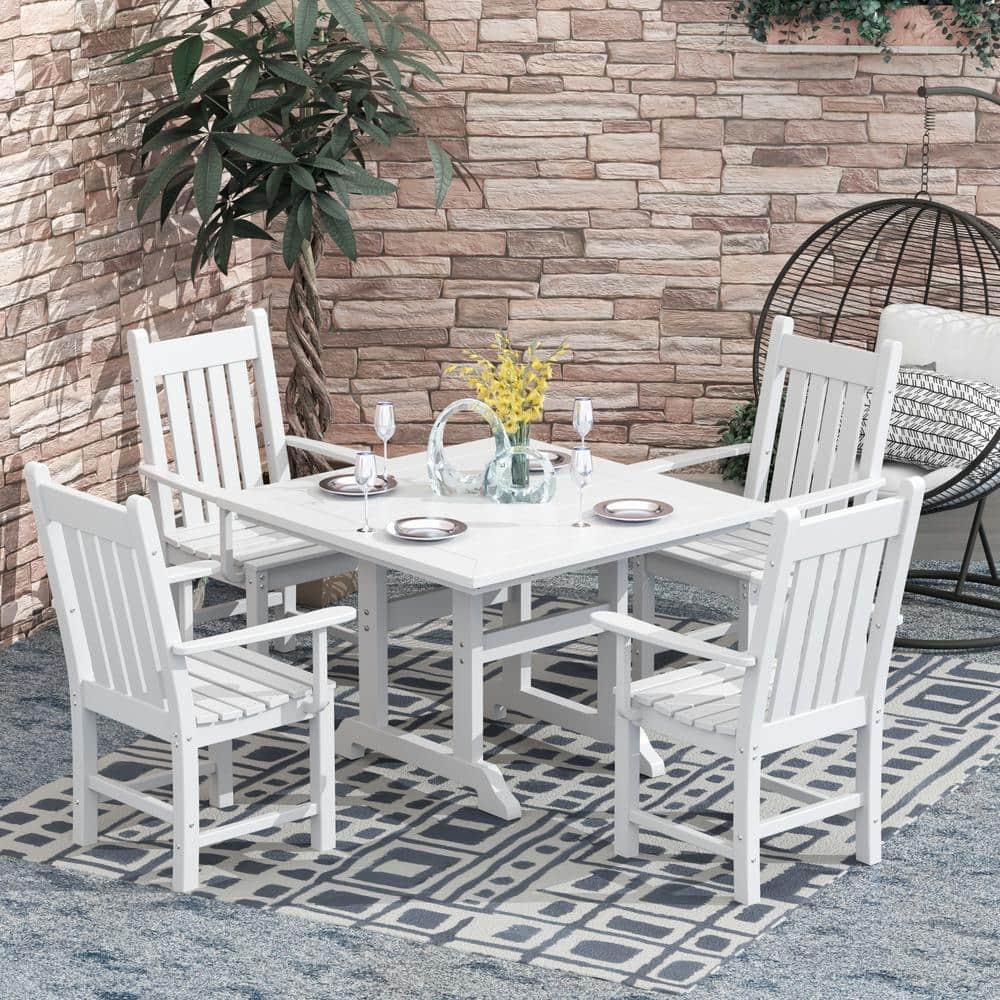 WESTIN OUTDOOR Hayes 5-Piece HDPE Plastic Outdoor Patio Dining Set with ...