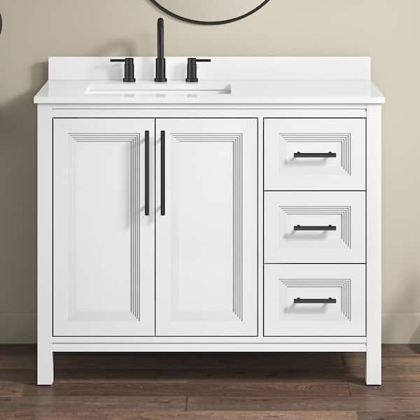 Glacier Bay Korra 42 in. Single Sink Freestanding White Bath